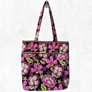 Vera Bradley Tote Bag Magnetic Closure Pirouette Pink Retired Pattern Black Pink